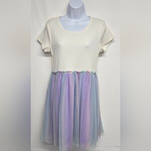 Wonder Nation XXL 18 Girls Dress Chiffon Dress Ribbed Short Sleeve Colorful New